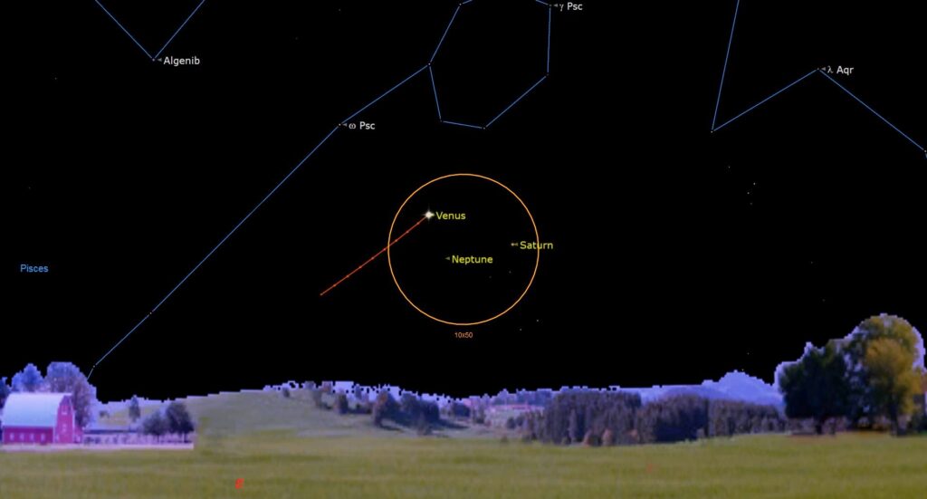See Saturn and Venus flank ghostly Neptune in the pre-dawn sky on May 2