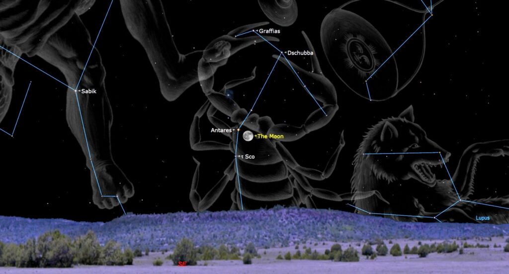 Watch red supergiant star Antares shine close to the near-full moon on May 13