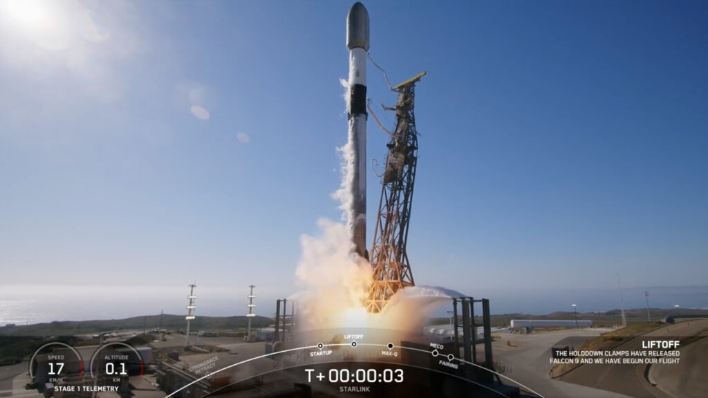 SpaceX Falcon 9 rocket launches Starlink satellites from California, lands on ship at sea